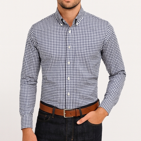 Timberland regular fit button up shirt Mens Size Small gingham blue - Picture 1 of 8